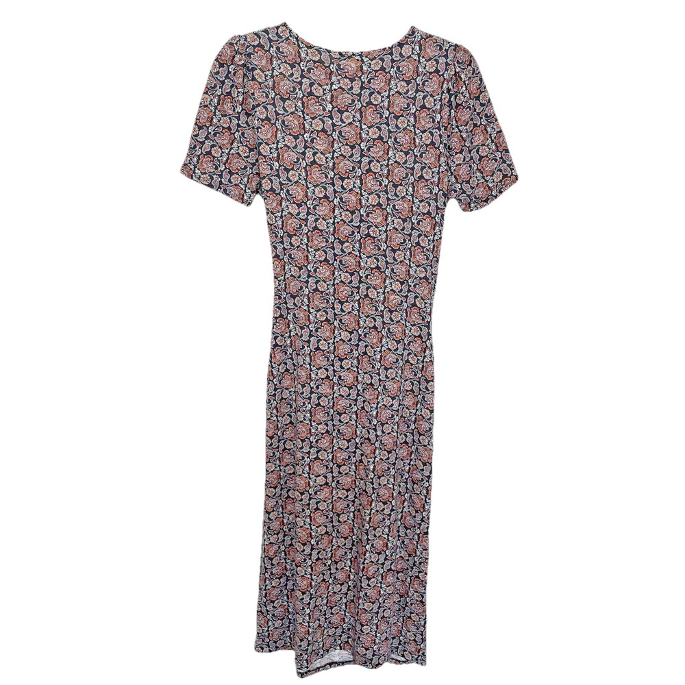 Boden Knot Front Jersey Midi Dress Size 6R Black Block Paisley Print Career Work - Picture 2 of 8